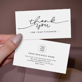 Minimalist Script Thank You Business insert Cards Visitkort