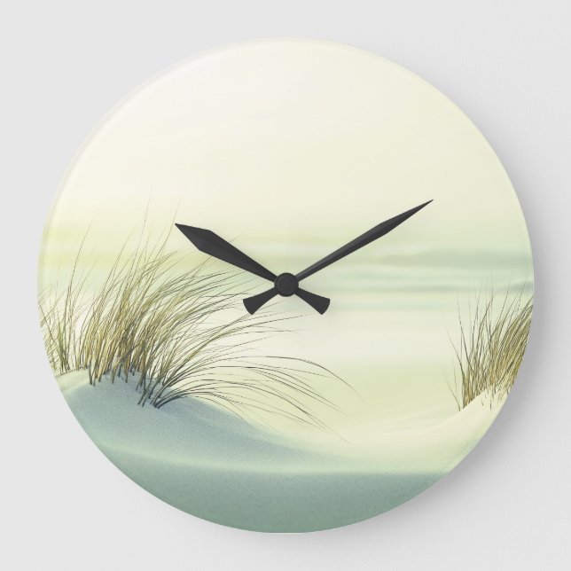 Minimalist Serene White Sand Dunes Beach Stor Klocka (Framsida)