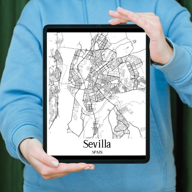 Minimalist Sevilla City Karta Poster (Skapare uppladdad)