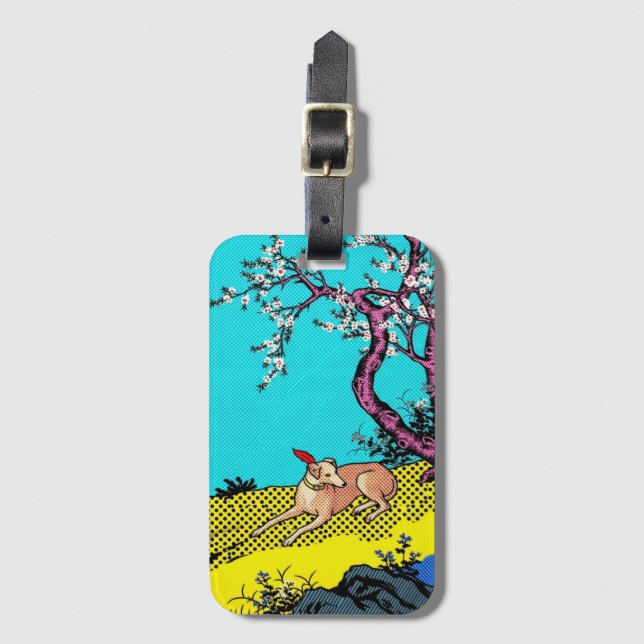 Minimalist Sighthound Silhouette Dog Graphic Bagagebricka (Framsida vertikal)