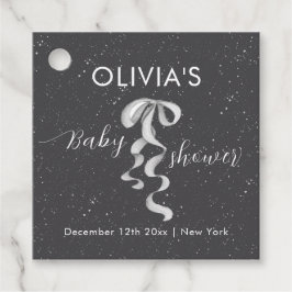 Minimalist Silver Bow Winter Snow Baby Shower  Gåvor Etiketter