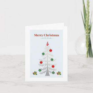 Minimalist Silver Tree Holiday Card Kort