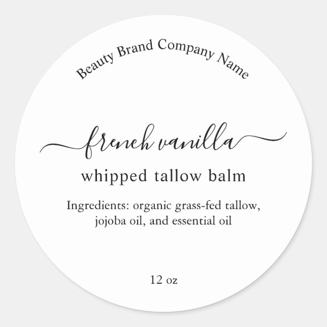 Minimalist Simple Cosmetic Body Product Label Runt Klistermärke (Framsida)