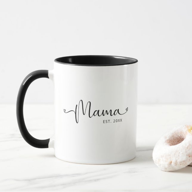 Minimalist Simple Custom Mama Est Year  Mugg (Med munk)