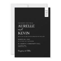 Minimalist Simple Elegant Black QR Code Wedding