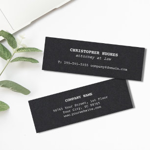 Minimalist Simple Elegant Black White Attorney Mini Visitkort