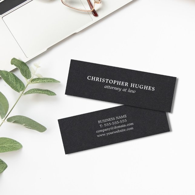Minimalist Simple Elegant Black White Attorney Mini Visitkort (Skapare uppladdad)