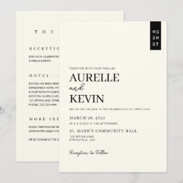 Minimalist Simple Elegant Ivory QR Code Wedding  Inbjudningar