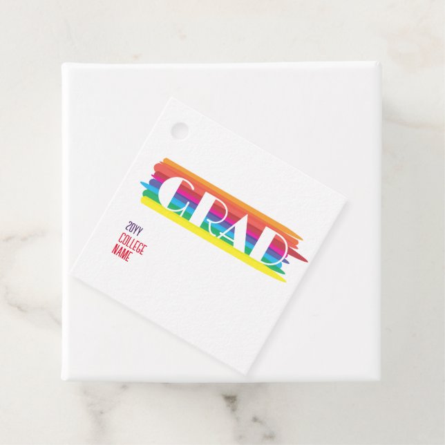 Minimalist simple rainbow graduate  gåvor etiketter (På plats)