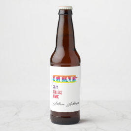 Minimalist simple rainbow graduate  ölflaska etikett