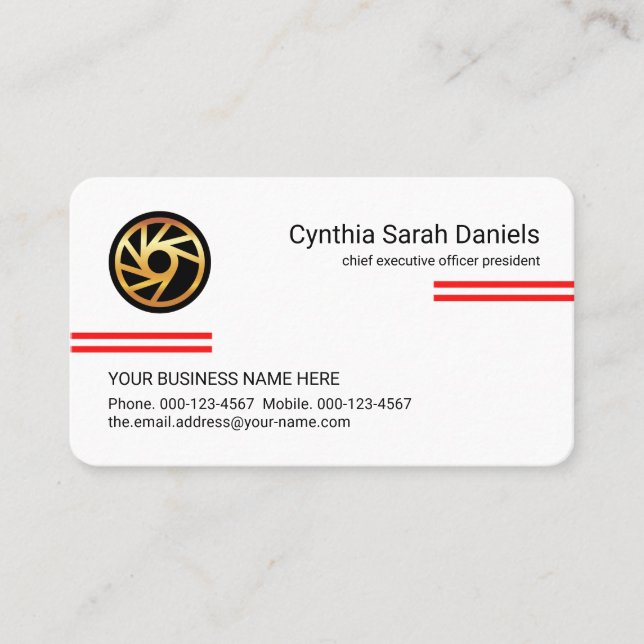 Minimalist Simple Red Lines CEO Founder Visitkort (Framsida)