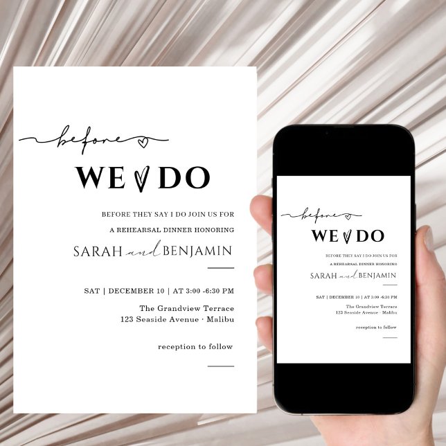 Minimalist Simple Rehearsal Dinner Invitation Inbjudningar (Skapare uppladdad)