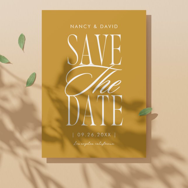 Minimalist Simple Script Mustard Wedding   Spara Datumet (Skapare uppladdad)