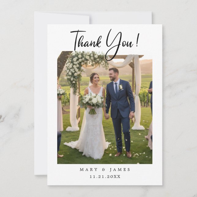 Minimalist Simple Script with Heart Wedding Photo Inbjudningar (Framsida)