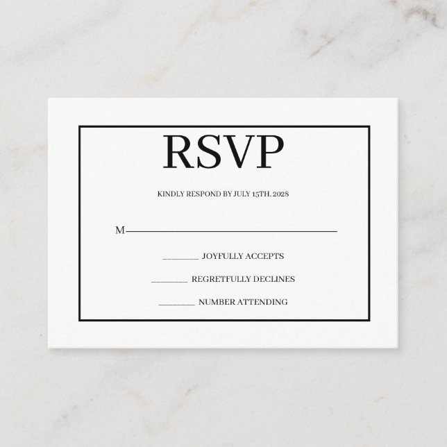Minimalist Simple Wedding RSVP Enclosure Card Tilläggskort (Framsida)