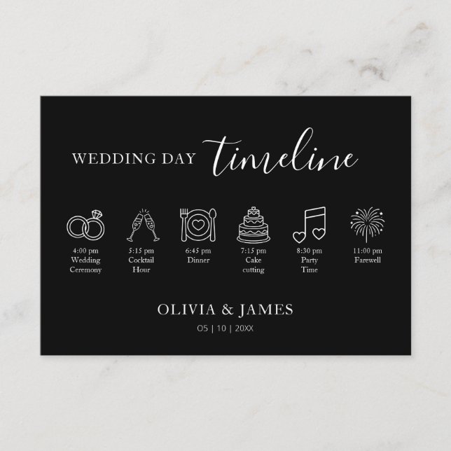 Minimalist Simple Wedding Timeline Tilläggskort (Framsida)