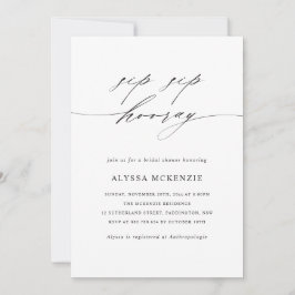Minimalist Sip Sip Hooray Bridal Shower Invitation Inbjudningar