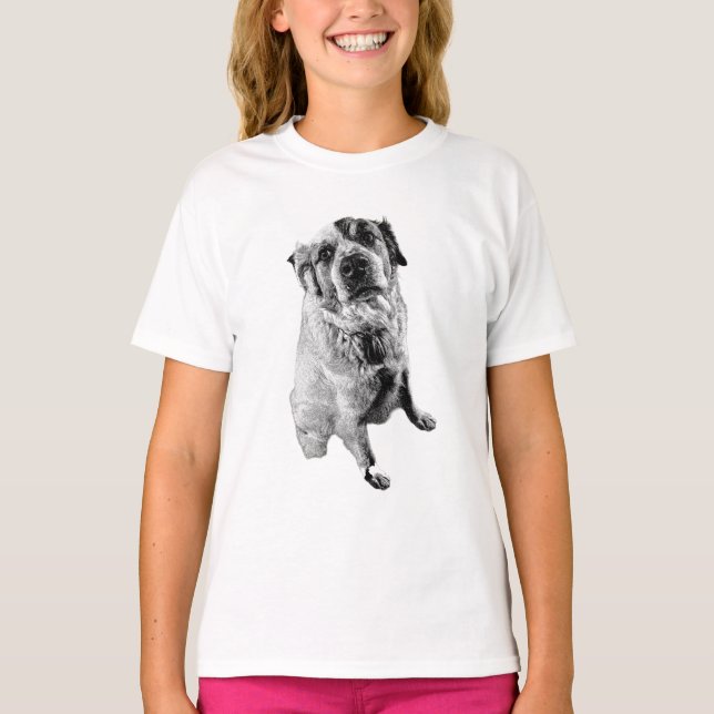 Minimalist Sitting Dog Art Tee (Framsida)
