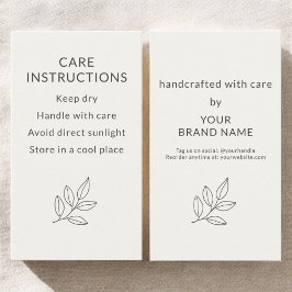 Minimalist Small Business Care Instructions Visitkort