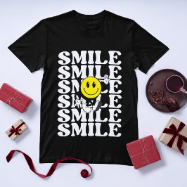 Minimalist Smile Emoji Retro Typography Funny T Shirt