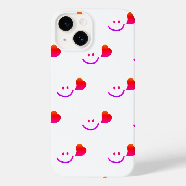 Minimalist Smiley Face iPhone Case - Cute Happy Vi (Baksida)