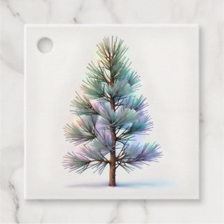 Minimalist Snowy Pine Gåvor Etiketter