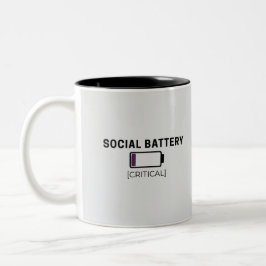 Minimalist Social Battery Low Sticker Två-Tonad Mugg