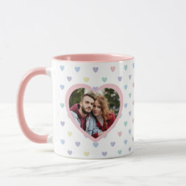 Minimalist Soft Pastel Heart 2 Photo Personalized  Mugg