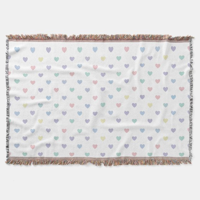 Minimalist Soft Pastel Heart Pattern   Filt (Framsidan)