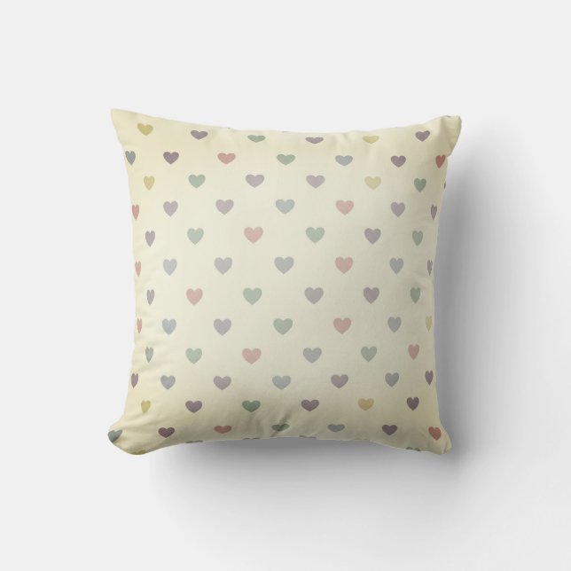 Minimalist Soft Pastel Heart Pattern Kudde (Framsida)
