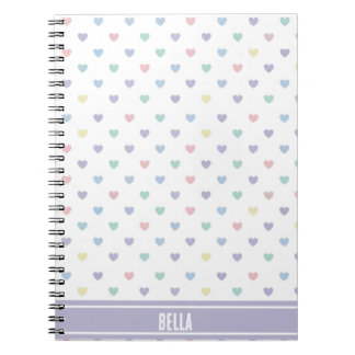 Minimalist Soft Pastel Heart Pattern Personalized Anteckningsbok