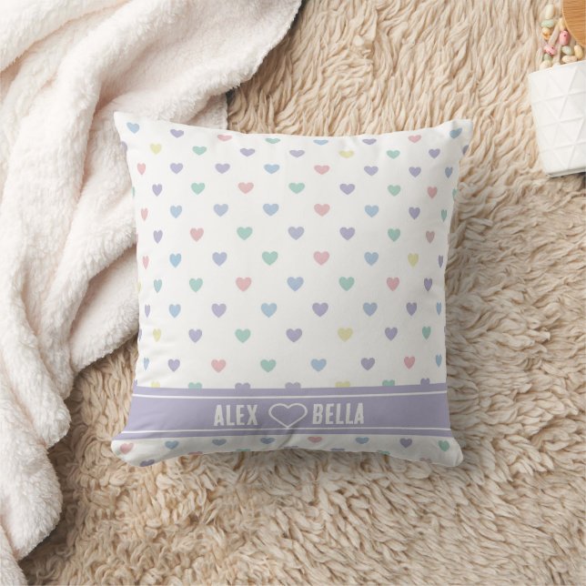 Minimalist Soft Pastel Heart Pattern  Personalized Kudde (Filt)