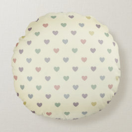 Minimalist Soft Pastel Heart Pattern Rund Kudde