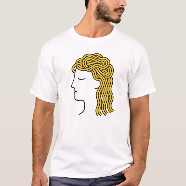 Minimalist Spagetti Hair Funny Food Älskare T-Shir T Shirt (Framsida)