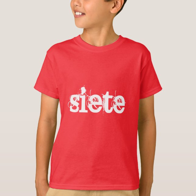 Minimalist spansk "siete " för t shirt (Framsida)