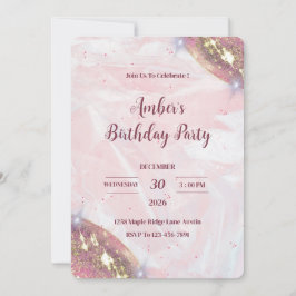 Minimalist Sparkle Birthday Party Invite Inbjudningar