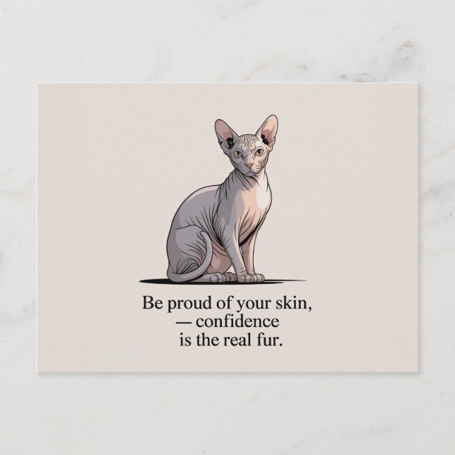 Minimalist Sphynx Cat Inspirational Art Vykort (Framsida)