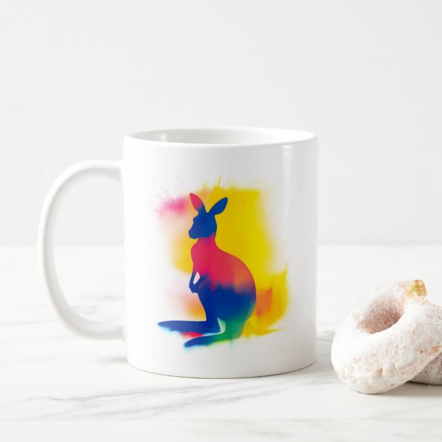 Minimalist Spray Paint Kangaroo Silhouette Kaffemugg (Med munk)