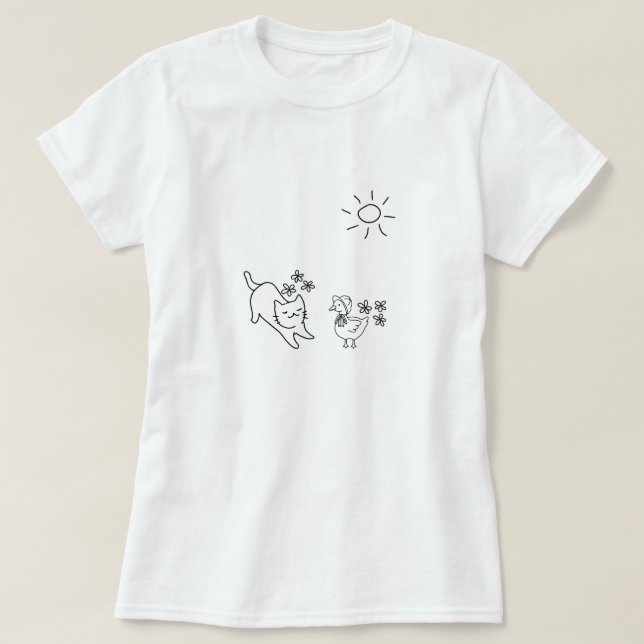 Minimalist Spring Cat T Shirt (Design framsida)