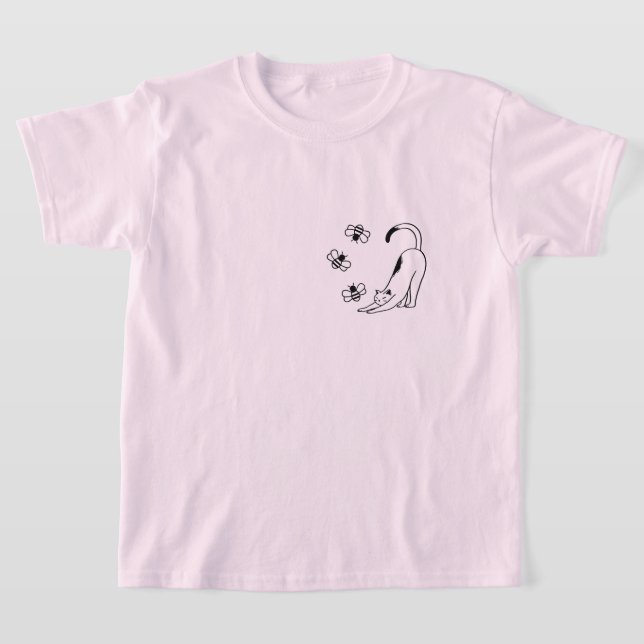 Minimalist Spring Kids Cat  T Shirt (Laydown)