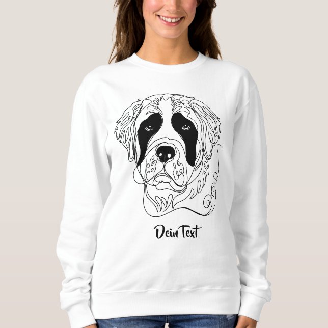 Minimalist St. Bernard One Line Art Portrait T Shirt (Framsida)