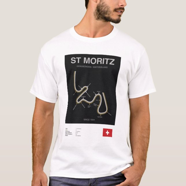 Minimalist St Moritz Bobsleigh Line Tee Blk (Framsida)