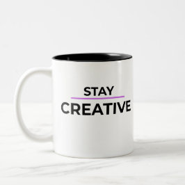 Minimalist Stay Creative Typography Två-Tonad Mugg