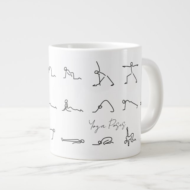 Minimalist Stick Figure Yoga Poses Jumbo Mugg (Framsida höger)