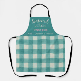 Minimalist Stil Teal Gingham Apron