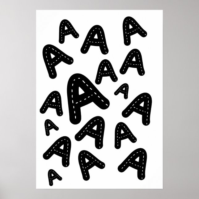 Minimalist Stitched Monogram A - Geometric Pattern Poster (Framsidan)