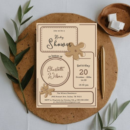 Minimalist Style Flower Notes Baby Shower Inbjudningar