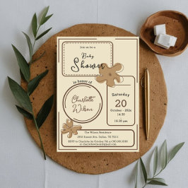 Minimalist Style Flower Notes Baby Shower Inbjudningar
