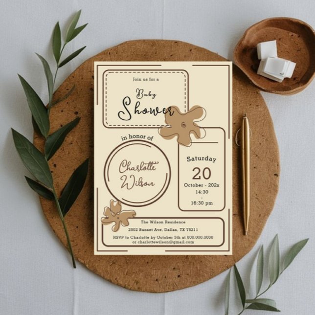 Minimalist Style Flower Notes Baby Shower Inbjudningar (Skapare uppladdad)