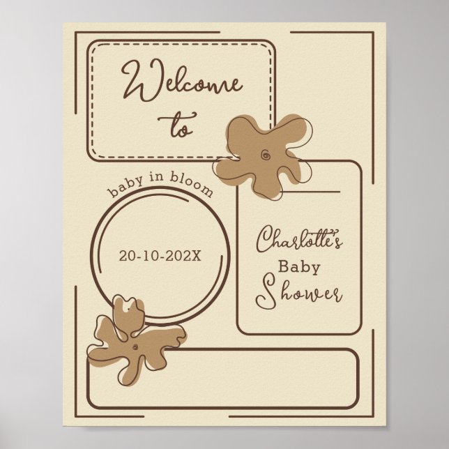 Minimalist Style Flower Notes Baby Shower Welcome Poster (Framsidan)
